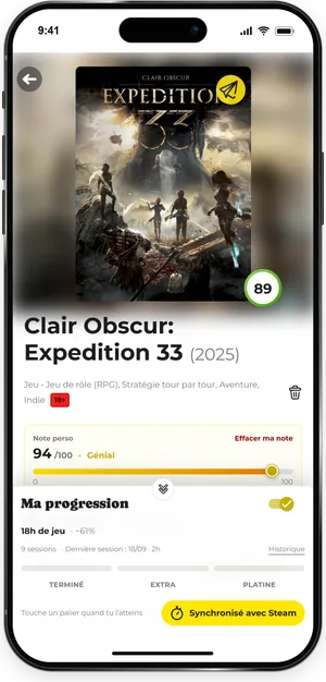 Le temps de jeu synchronisé depuis Steam dans Gemster