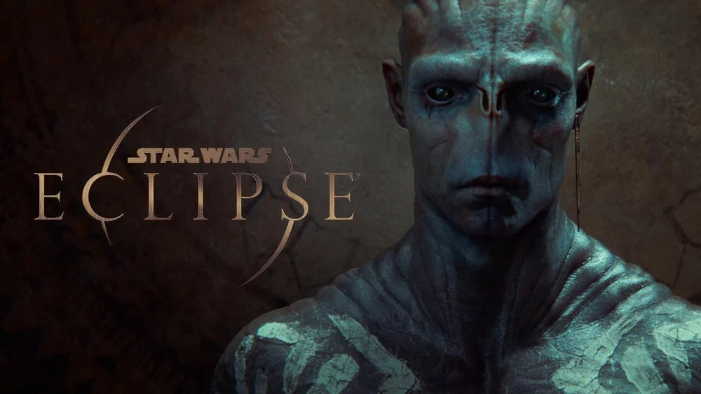 Un personnage au regard bleu sur un visuel de Star Wars Eclipse.